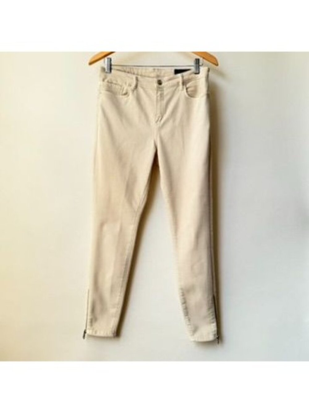 AllSaints Miller Skinny Jeans Womens Size 28 Cream Stretch Ankle Zip